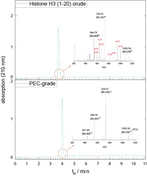 Chromatogram of Histone peptide before and after PEC purification