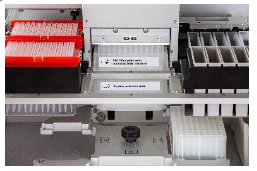 Biotage Extrahera showing PEC filter and peptide collection plates