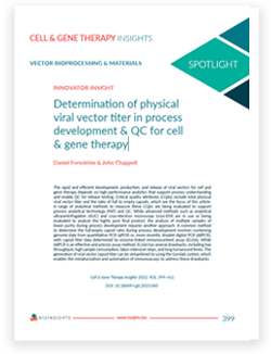 Determination of physical viral vector titer in process development & QC for cell & gene therapy